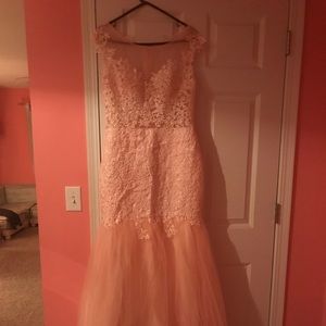 Blush Pink Lace Prom dress